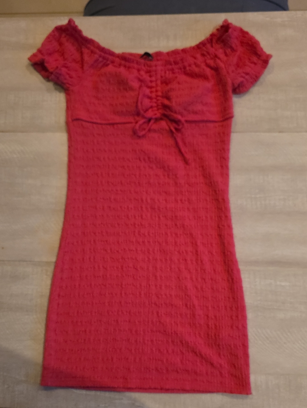 SO Textured Short-Sleeve Mini Dress